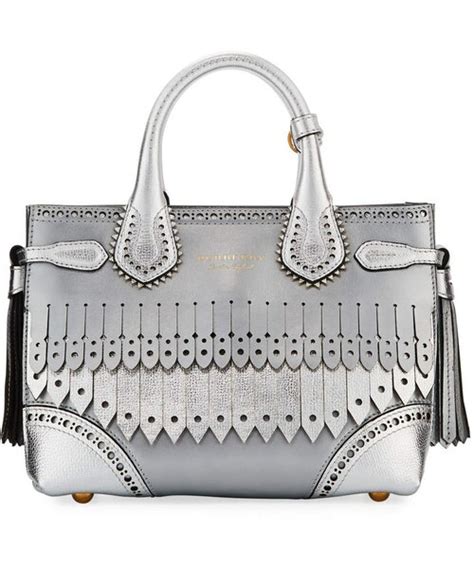 Burberry Banner Small Broguing Fringe Metallic Tote Bag